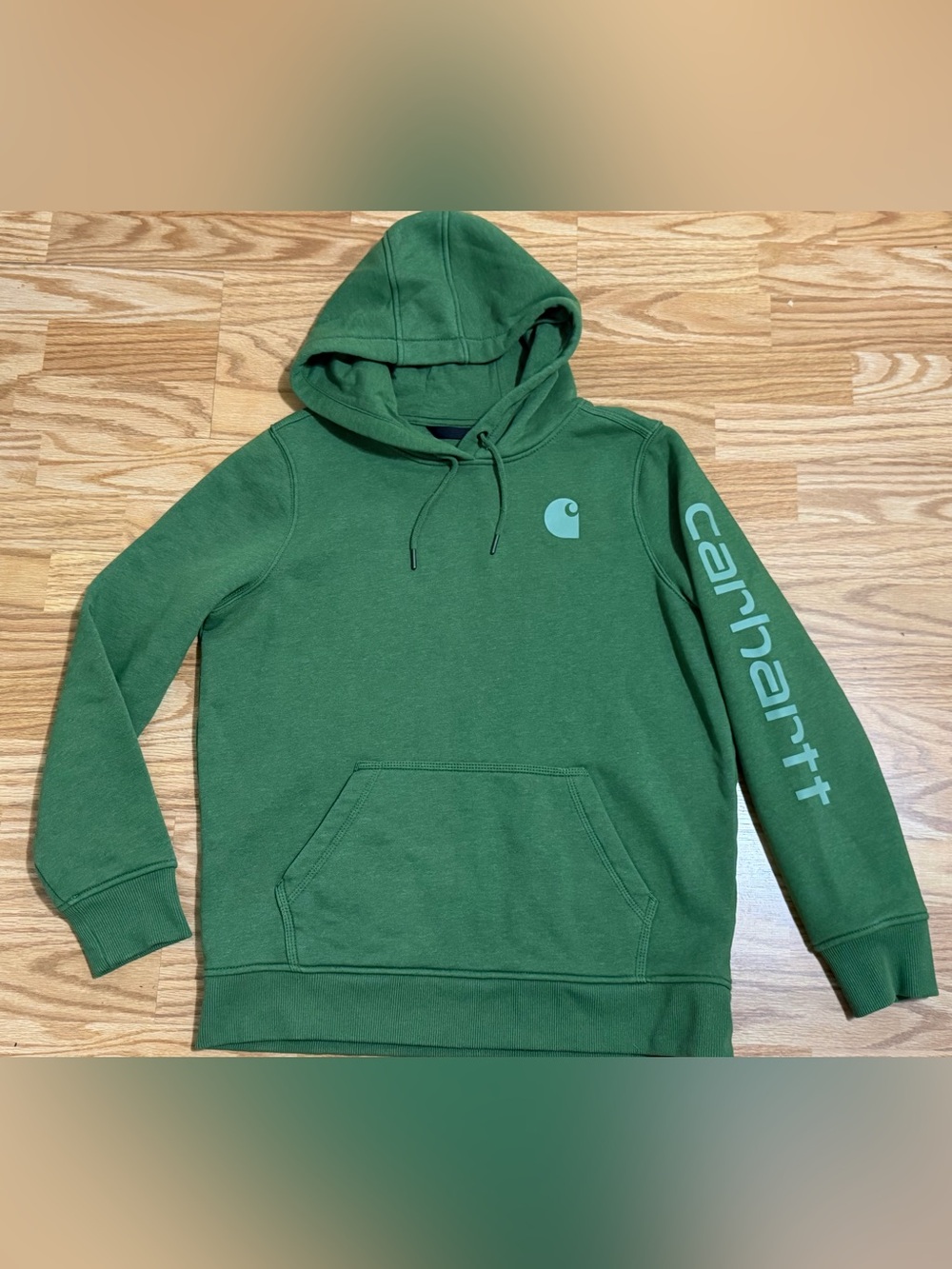 Carhartt Women’s Large Green Relaxed Fit Logo Sleeve Pullover Hoodie